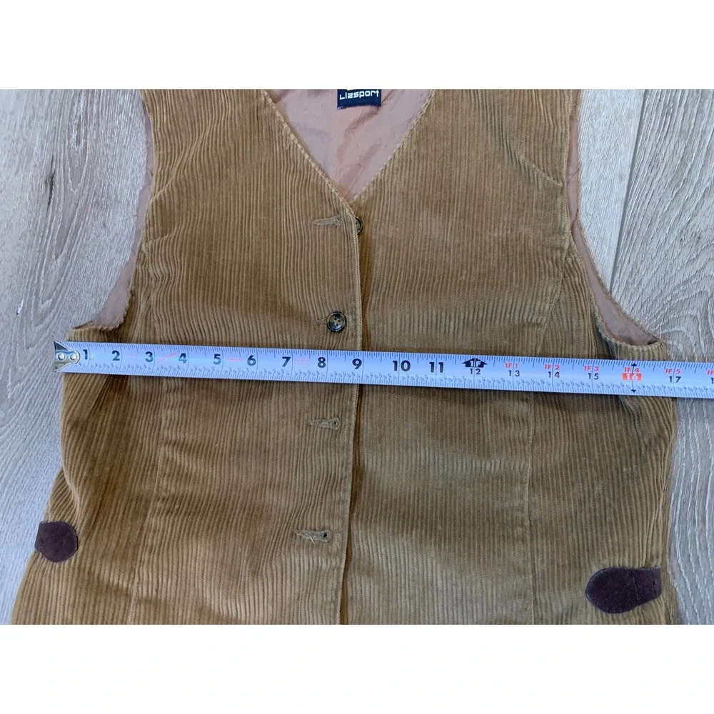 Lizsport Vintage Corduroy Vest Skirt Set Tan Preppy Academia Retro 90s Western 8
